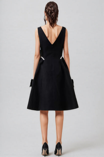 Loretty Sleeveless Flowers Pearl Midi Dress