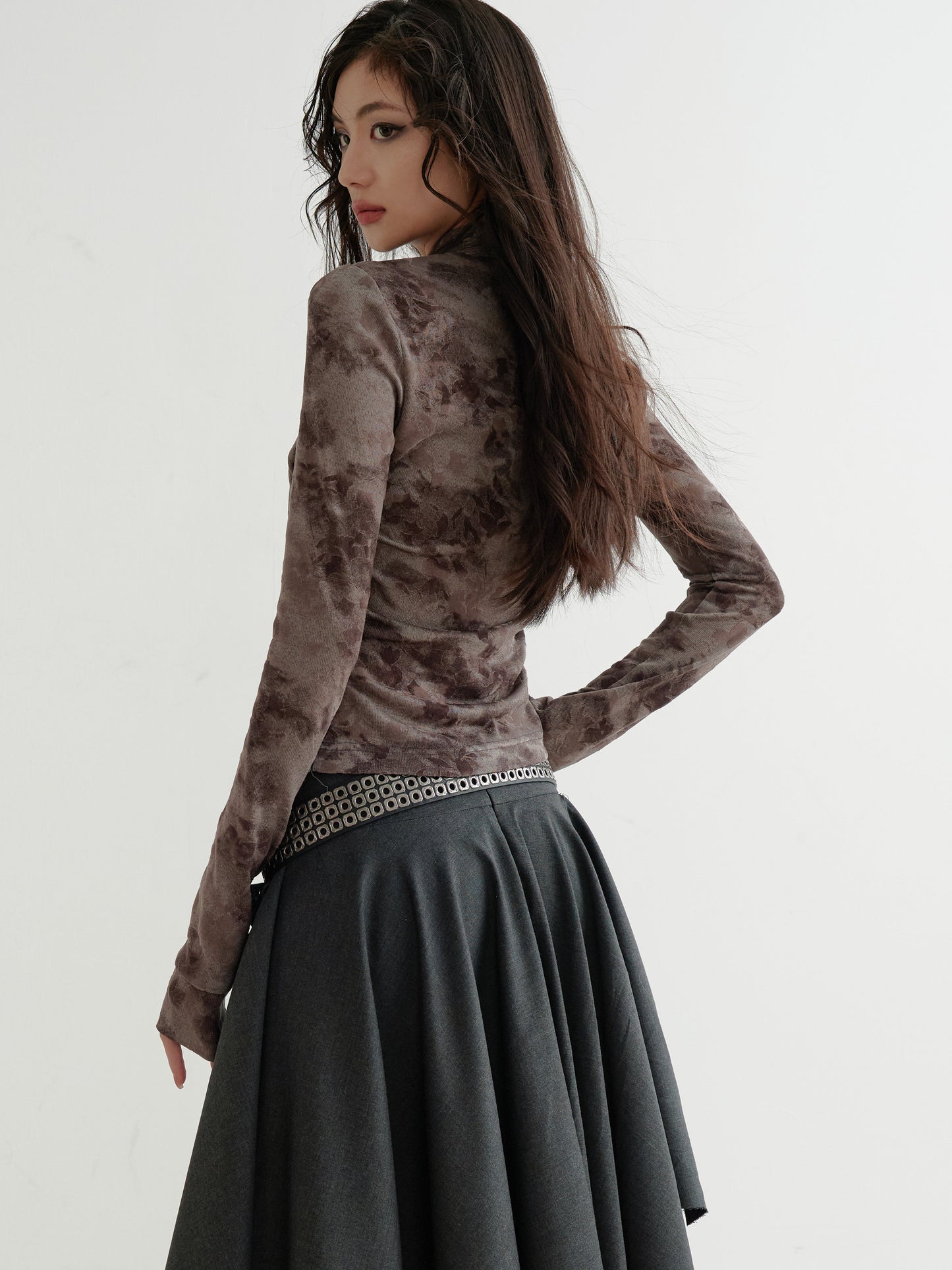 Tie Waist Marble Print Cardigan
