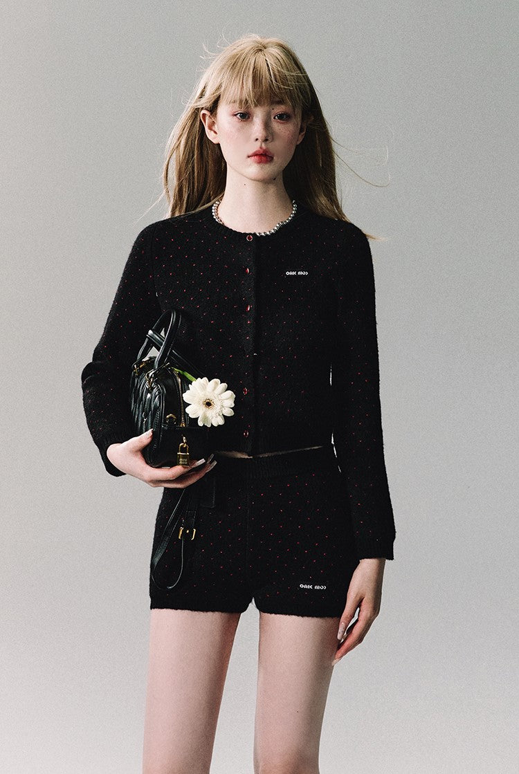 Polka Dot Knit Cardigan/short