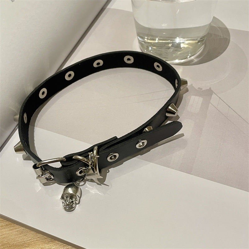 Punk Gothic Dark Skull Pendant Y2k Hot Girl Choker Necklace