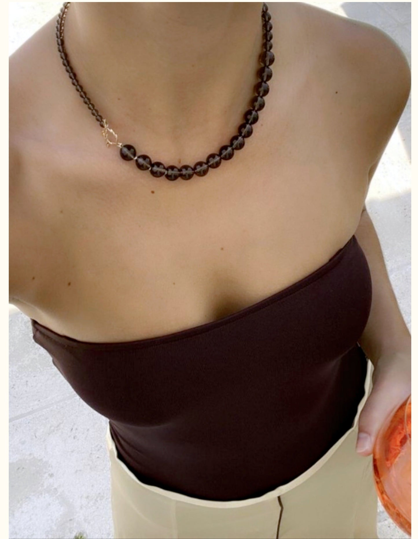 Lena Smoky Quartz Beaded Necklace