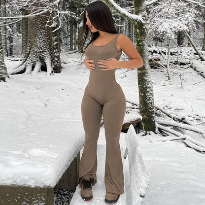 Clothing Summer Color Slim Fit Backless Sleeveless Shoulder Strap Jumpsuit