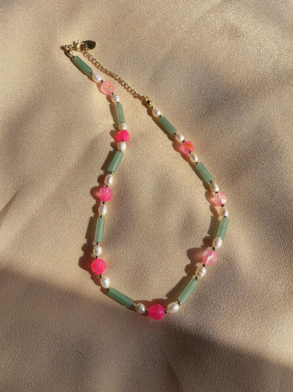 Clara Jade &amp; Pearl Beaded Necklace