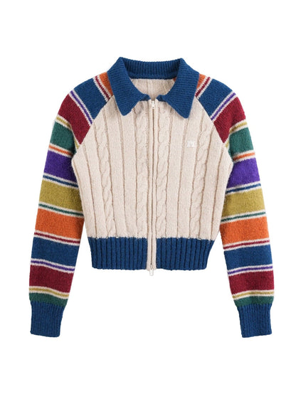 Colorful Striped Raglan Cardigan