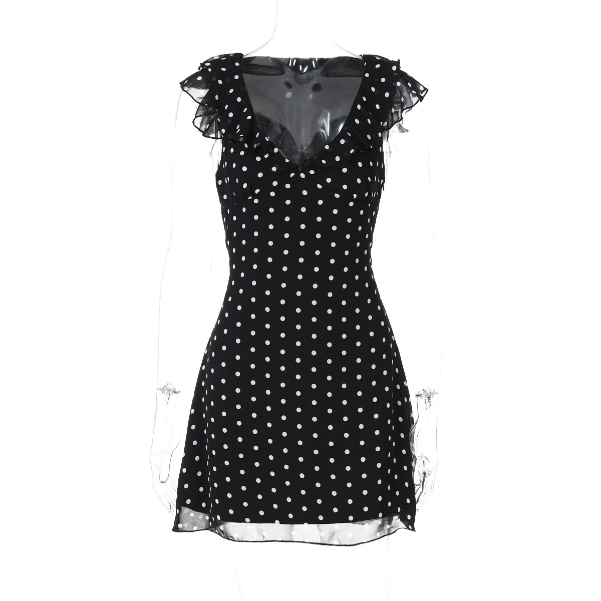 Davina Ruffled Polka Dot Mini Dress