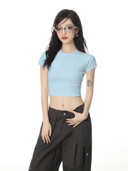 Color Regular Shoulder Short Sleeve T-shirt