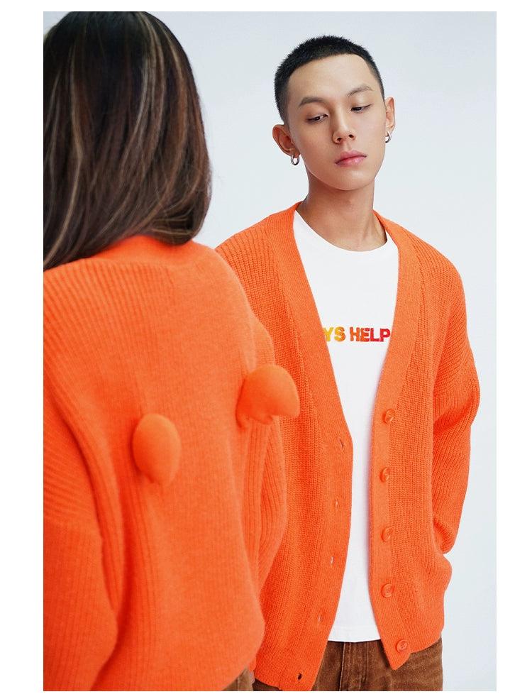 Oversized Fuzzy Cardigan With Pom-pom Detail