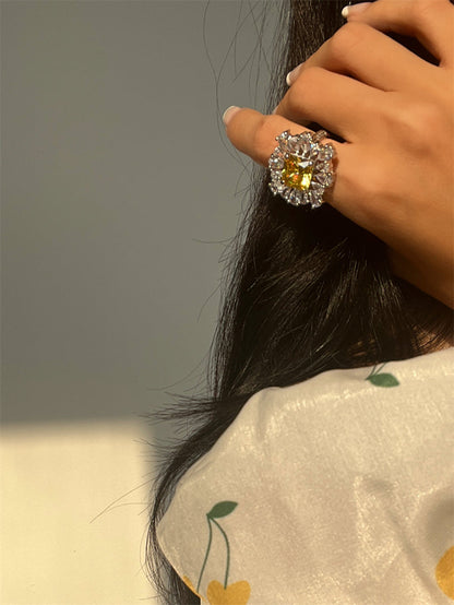 Rena Golden Zircon Crystal Ring