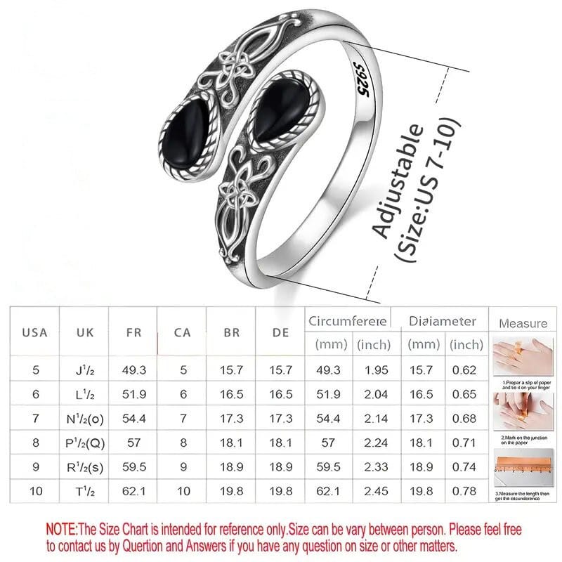 Obsidian Witch's Knot Protection Ring