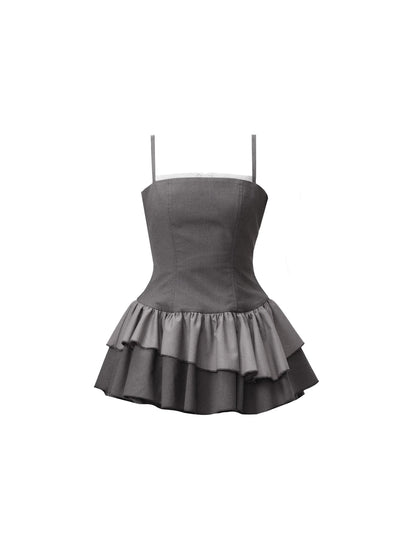 Charcoal : Strapless Ruffle-tier Mini Dress