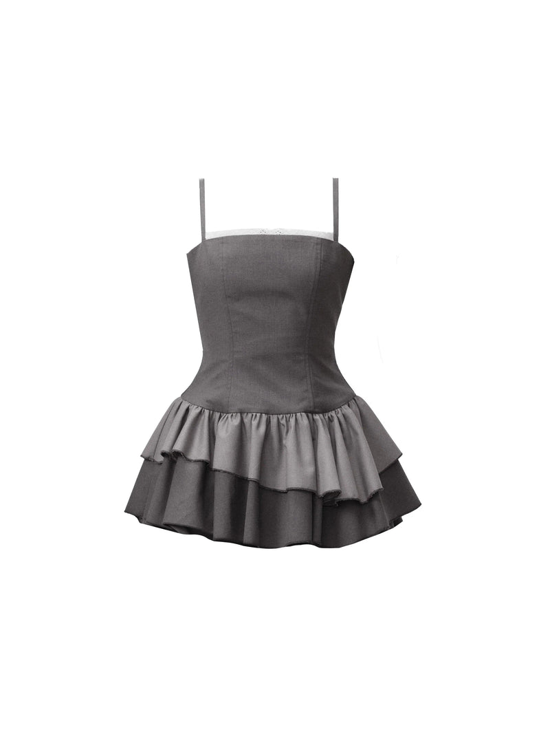 Charcoal : Strapless Ruffle-tier Mini Dress