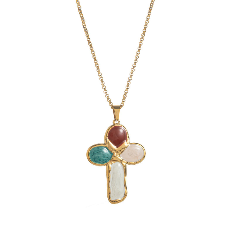 Joi Colorful Enamel Cross Necklace
