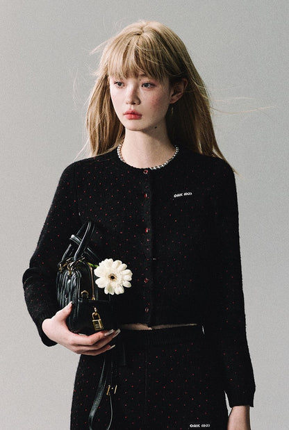 Polka Dot Knit Cardigan/short