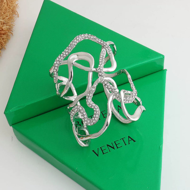 Rhinestone Vine Twisted Bangle Bracelet