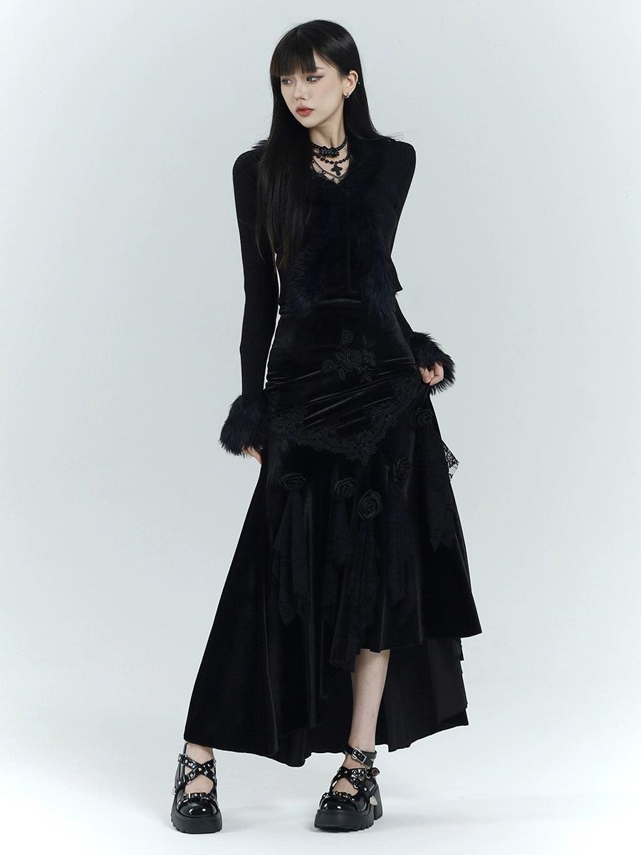 Ladyghost Gothic Velvet Maxi Dress