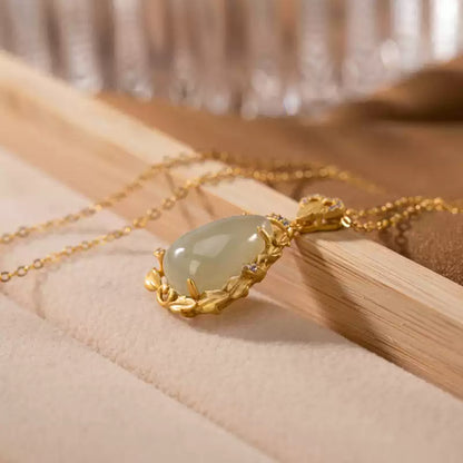 Jade Teardrop Pendant Necklace