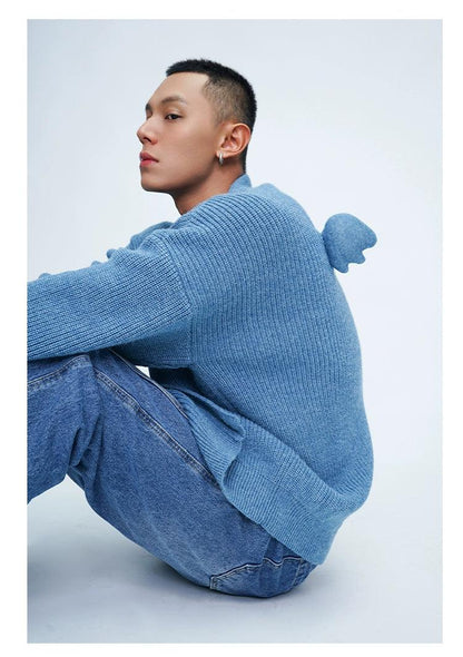 Oversized Fuzzy Cardigan With Pom-pom Detail