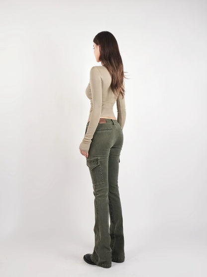 U-neck Slim-fit Long-sleeve T-shirt