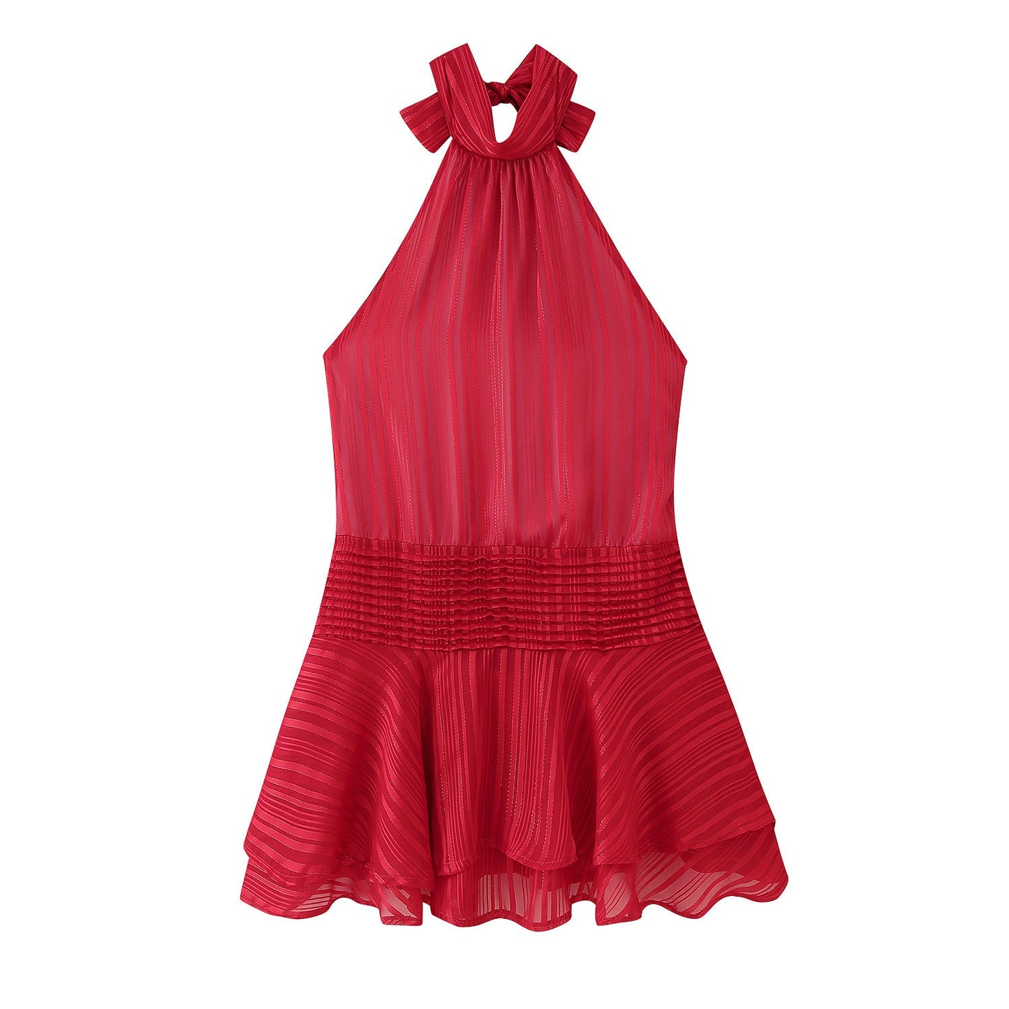Winter Halter Satin Mini Dress