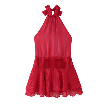 Winter Halter Satin Mini Dress