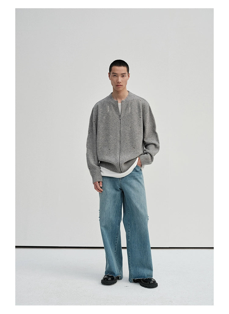 Irregular Distressed Open-knit Cardigan/vest