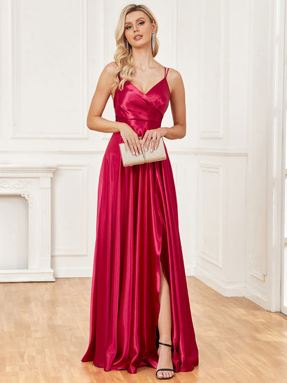 Sling Silk Dress Backless Blue Maxi Dress Bridesmaid Evening Dress
