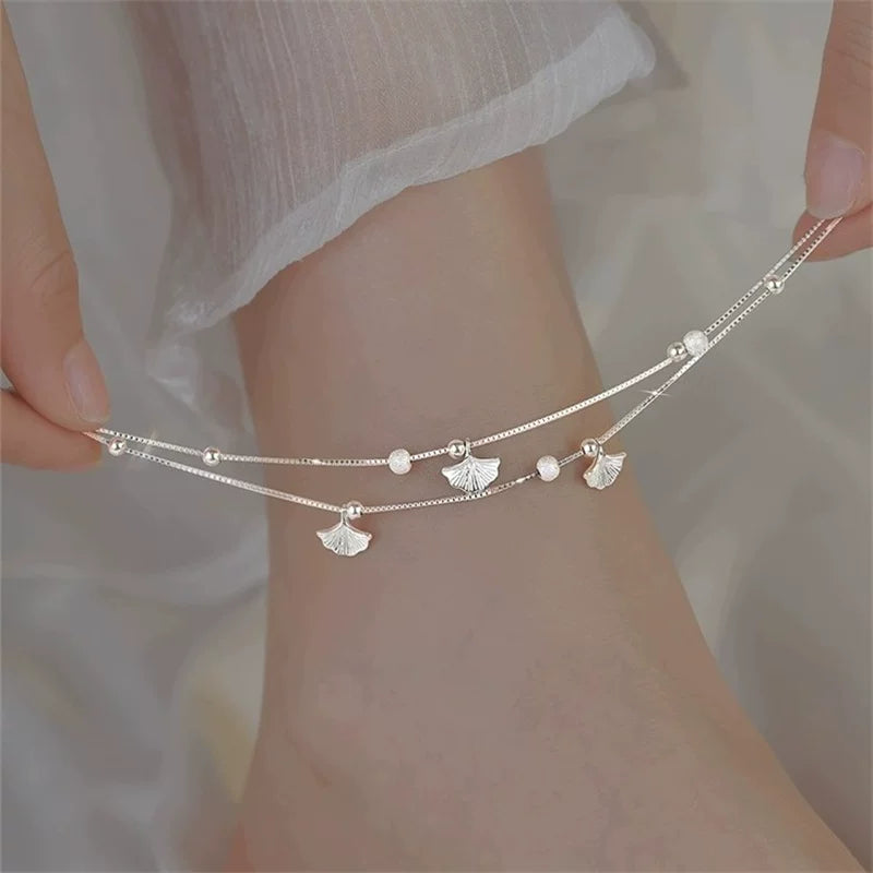 Ginkgo Leaf Charm Anklet