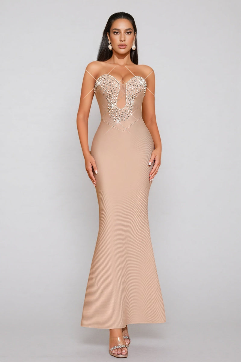 Iuana Sleeveless Beaded Bandage Maxi Dress