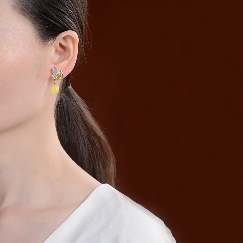 Honey Amber Butterfly Earrings