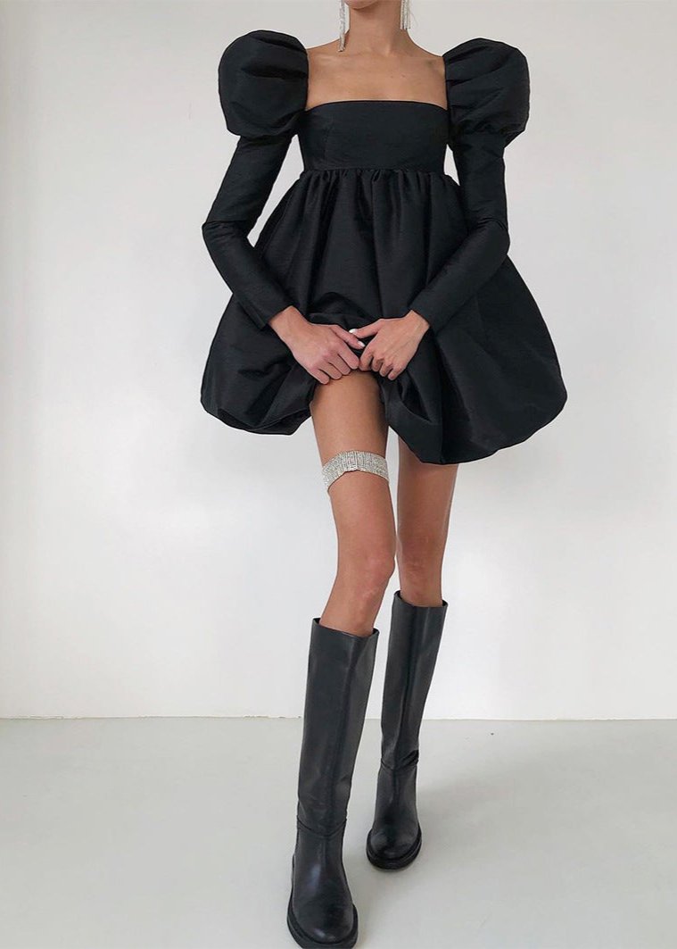 Opulent Puff-sleeve Mini Dress