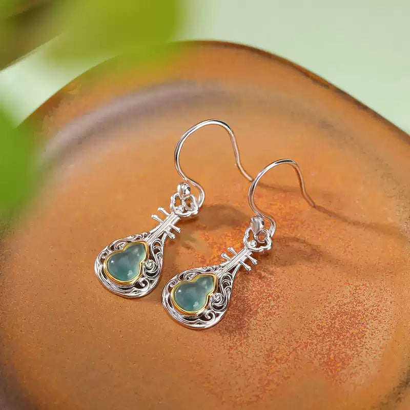 Jade Teardrop Filigree Silver Earrings