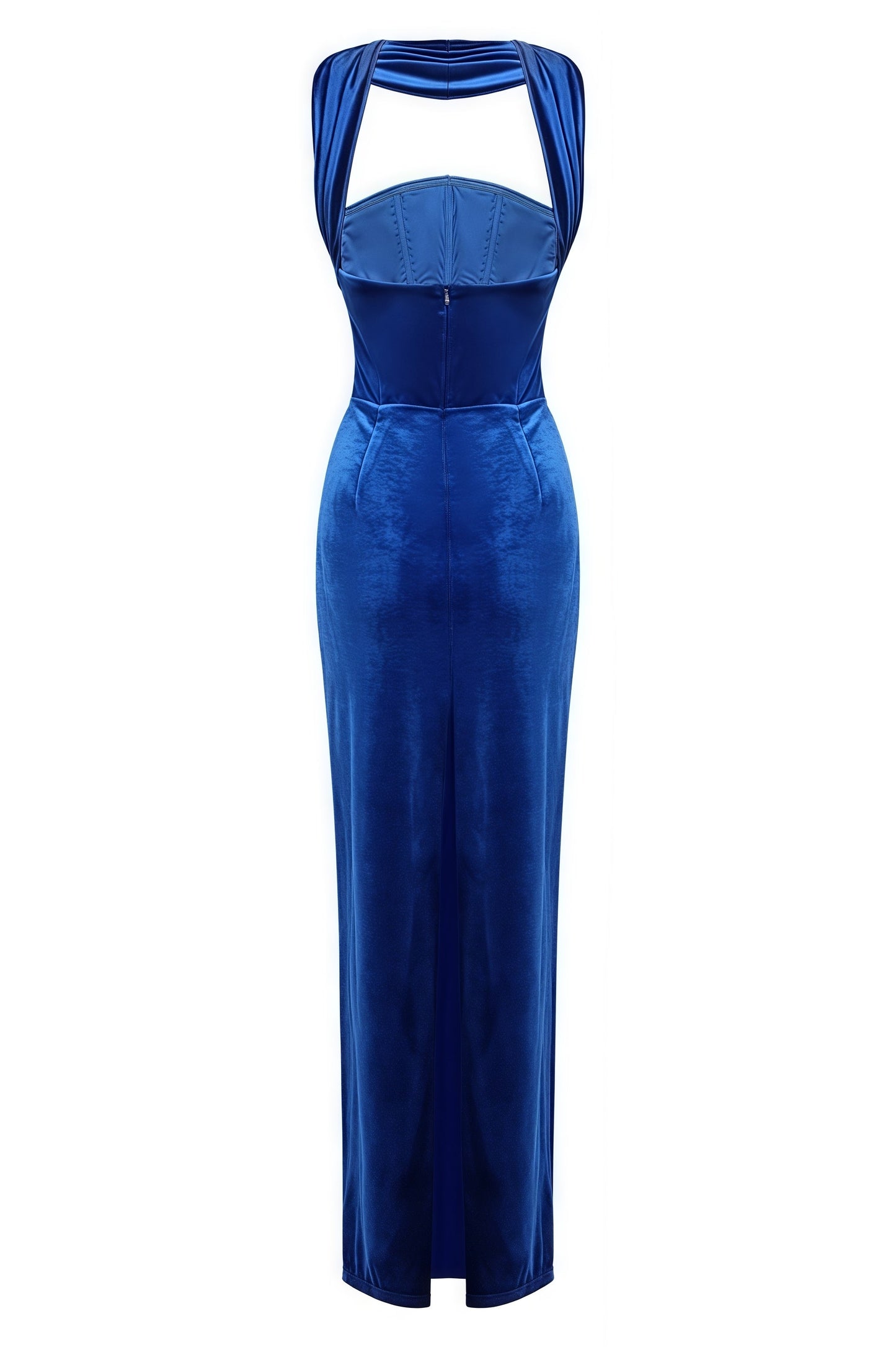 Liornd Blue Split Backless Maxi Dress