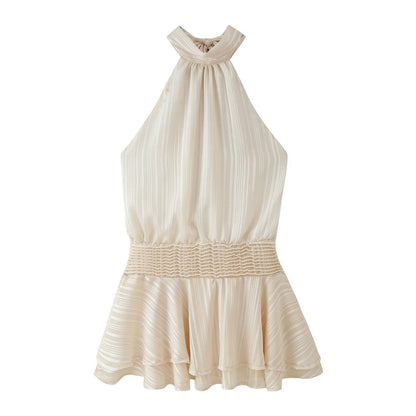Winter Halter Satin Mini Dress
