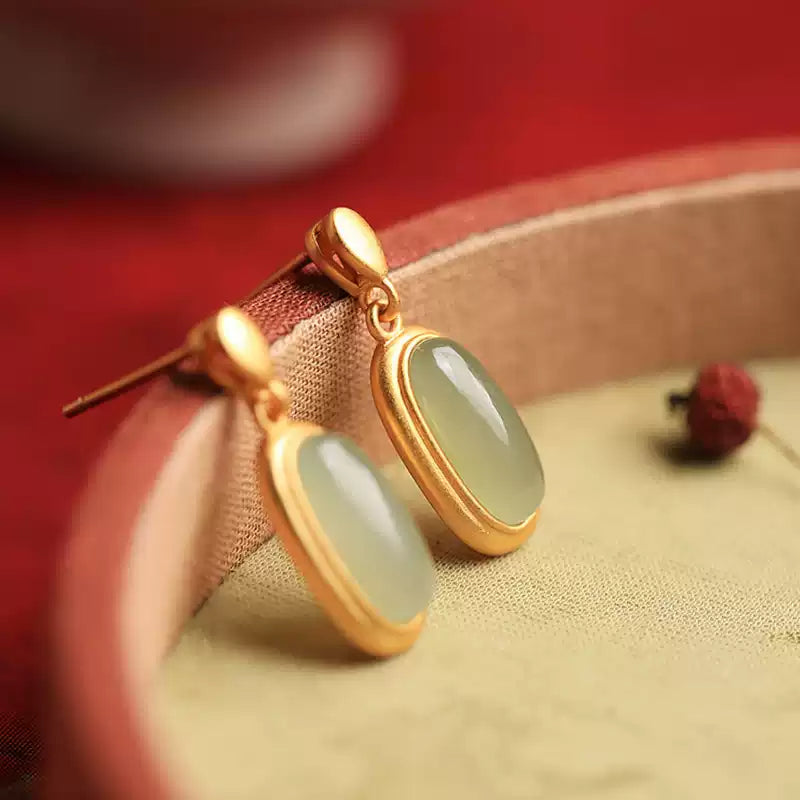 Jade Elegance Silver Drop Earrings