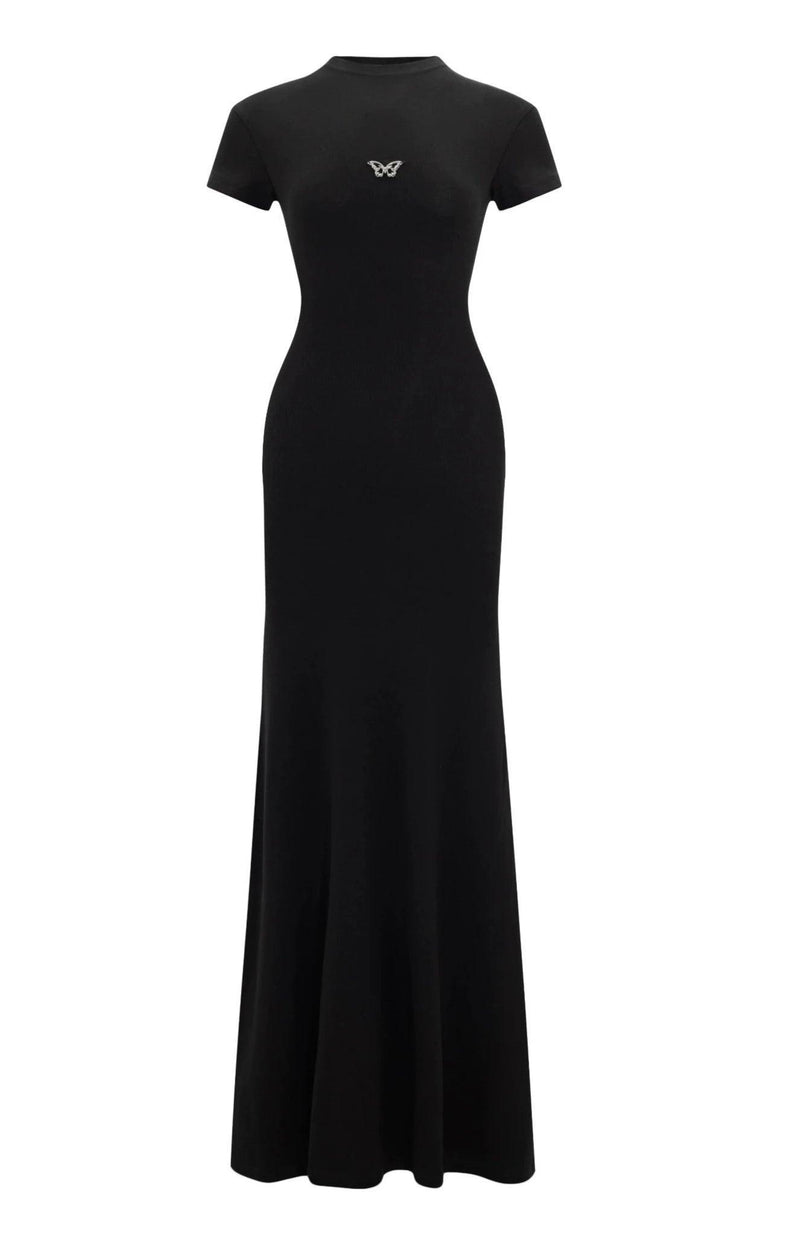 Luluswings Butterfly Emblem Fitted Maxi Dress - Evening Gown