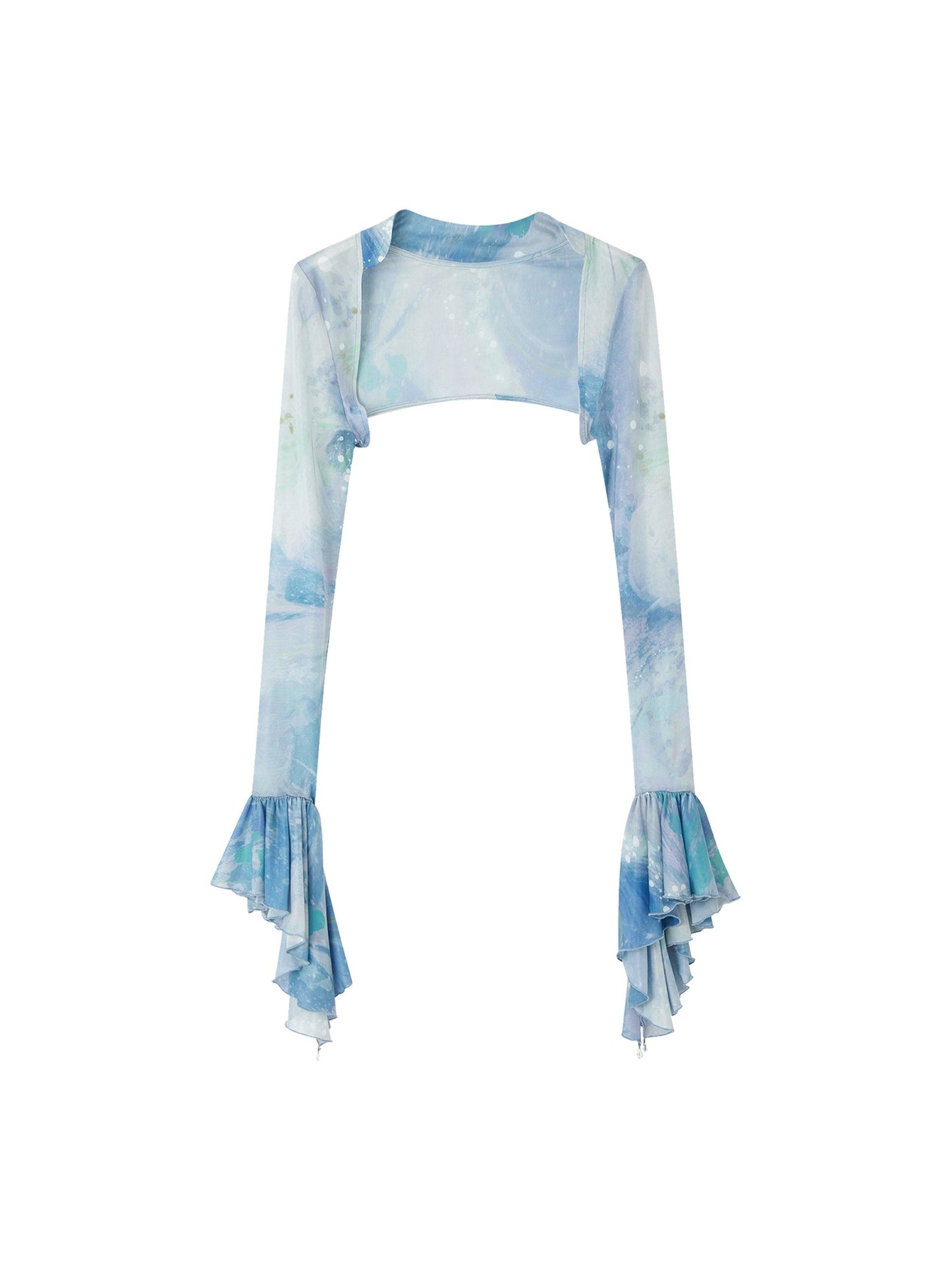Sky Blue Watercolor Mermaid Maxi Dress Set
