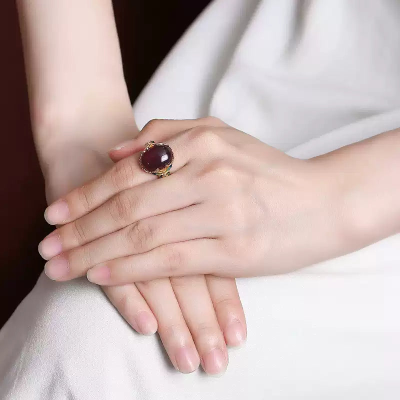 Amber Butterfly Statement Ring