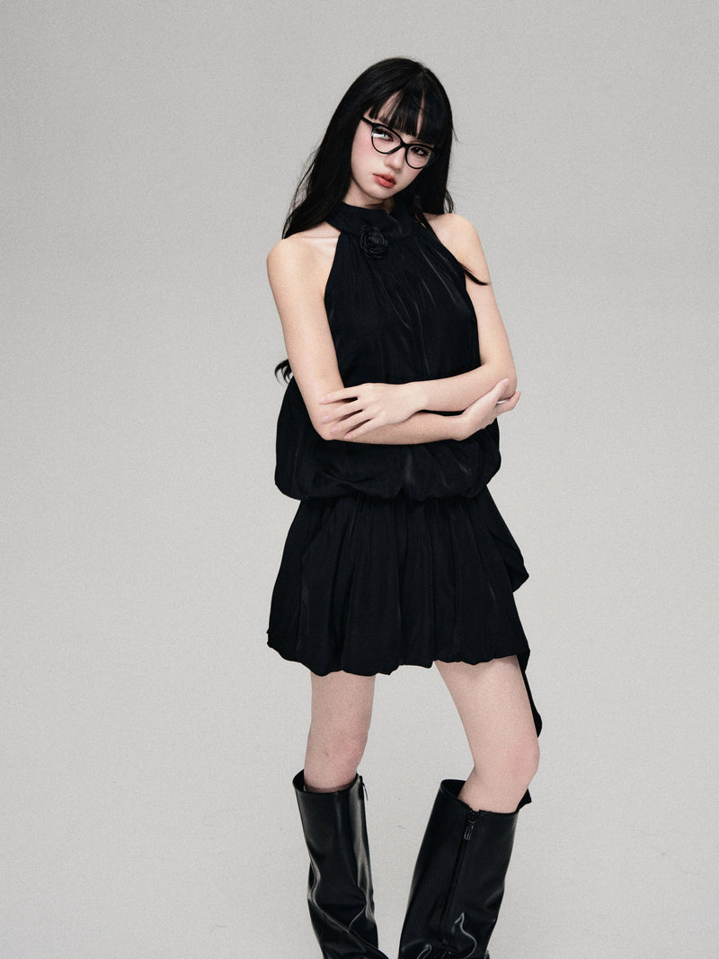 Luluswings Halter Neck Bubble Hem Mini Dress - Cocktail Attire