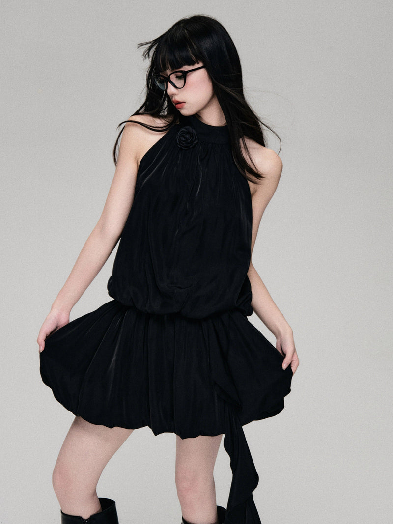 Luluswings Halter Neck Bubble Hem Mini Dress - Cocktail Attire