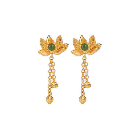 Lotus Jade Dangle Earrings