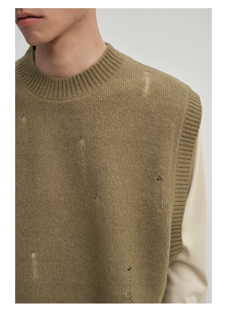 Irregular Distressed Open-knit Cardigan/vest