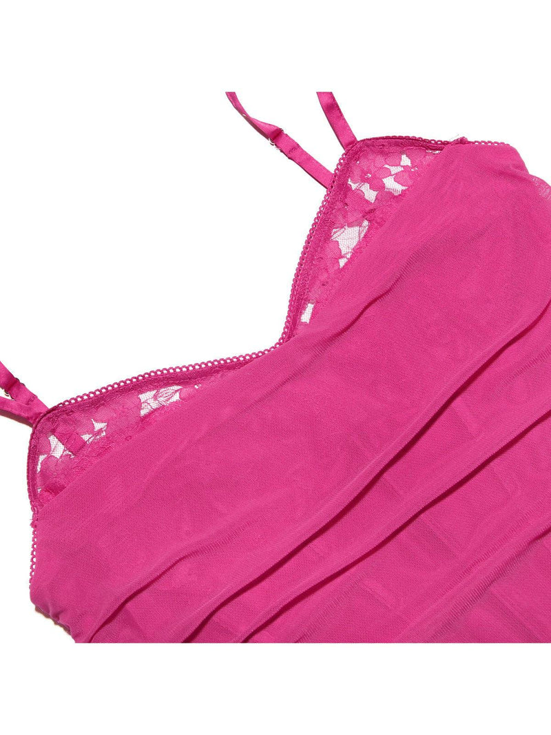 Boning Corset Mesh Lace Stitching Split Maxi Dress
