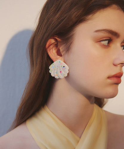 Ocean Style Shell Shape Glitter Earrings
