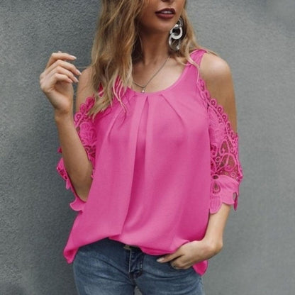 Off Shoulder Lace Blouse Summer Tops White Black Blouses O-neck Loose 5xl Clothes