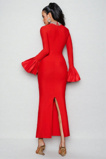 Jensen Rhinestone Bandage Maxi Dress