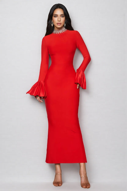 Jensen Rhinestone Bandage Maxi Dress
