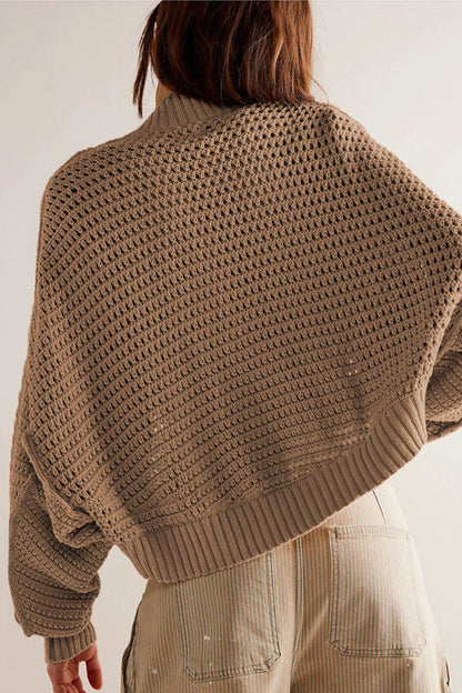 Open Front Bat Sleeve Knit Cardigan