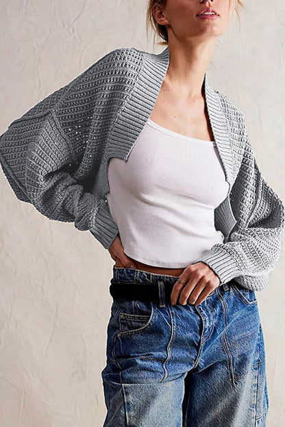 Open Front Bat Sleeve Knit Cardigan