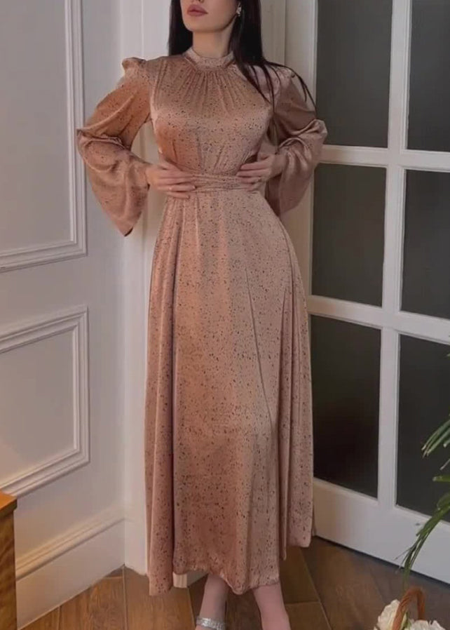 Organic Blue Lace Up Print Silk Maxi Dresses Fall Ql035