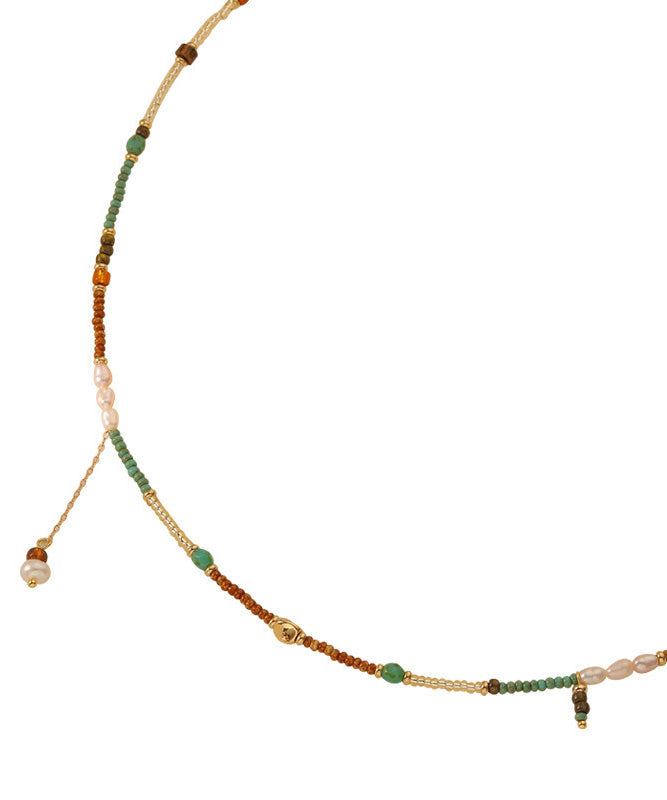 Original Design Gold Alloy Pearl Beading Baby's Breath Pendant Necklace